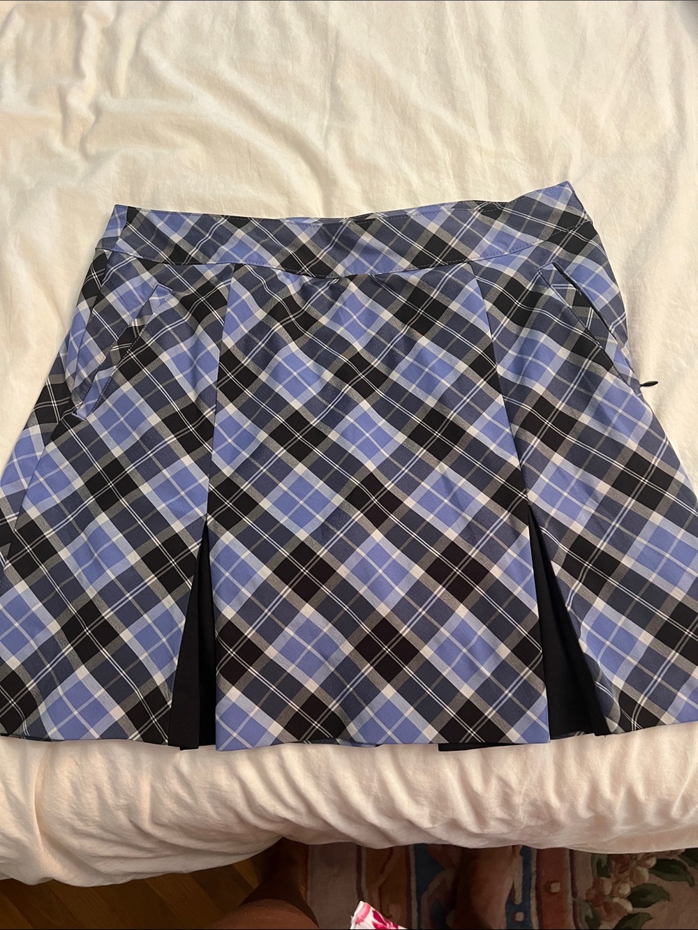 Izod Blue and Black Plaid Pleated Mini Skirt